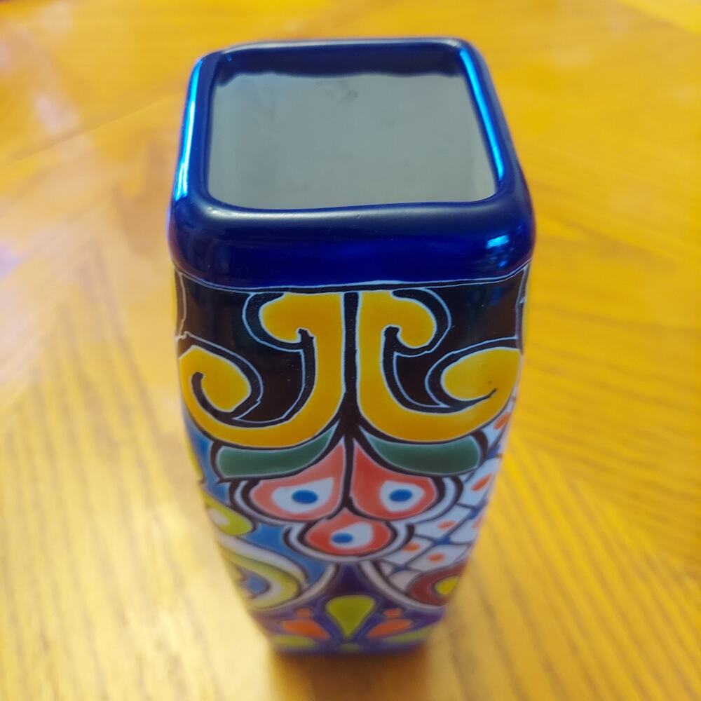 Mexican Handmade 9" Talavera Ceramic Flower Vase Centerpiece